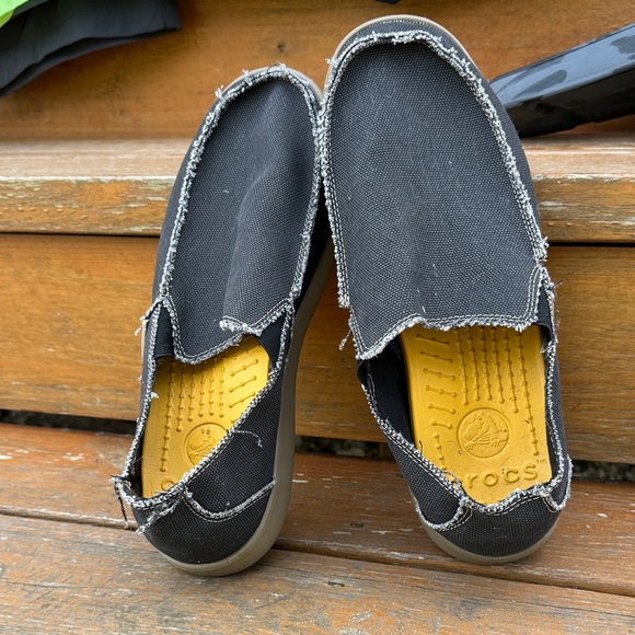 CROCS Men's Black Canvas Slip-Ons - Picture 1 of 1